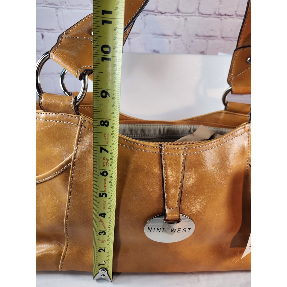 Stylish Nine West Tan Leather Purse Handbag Medium Size NWT - Picture 6 of 8